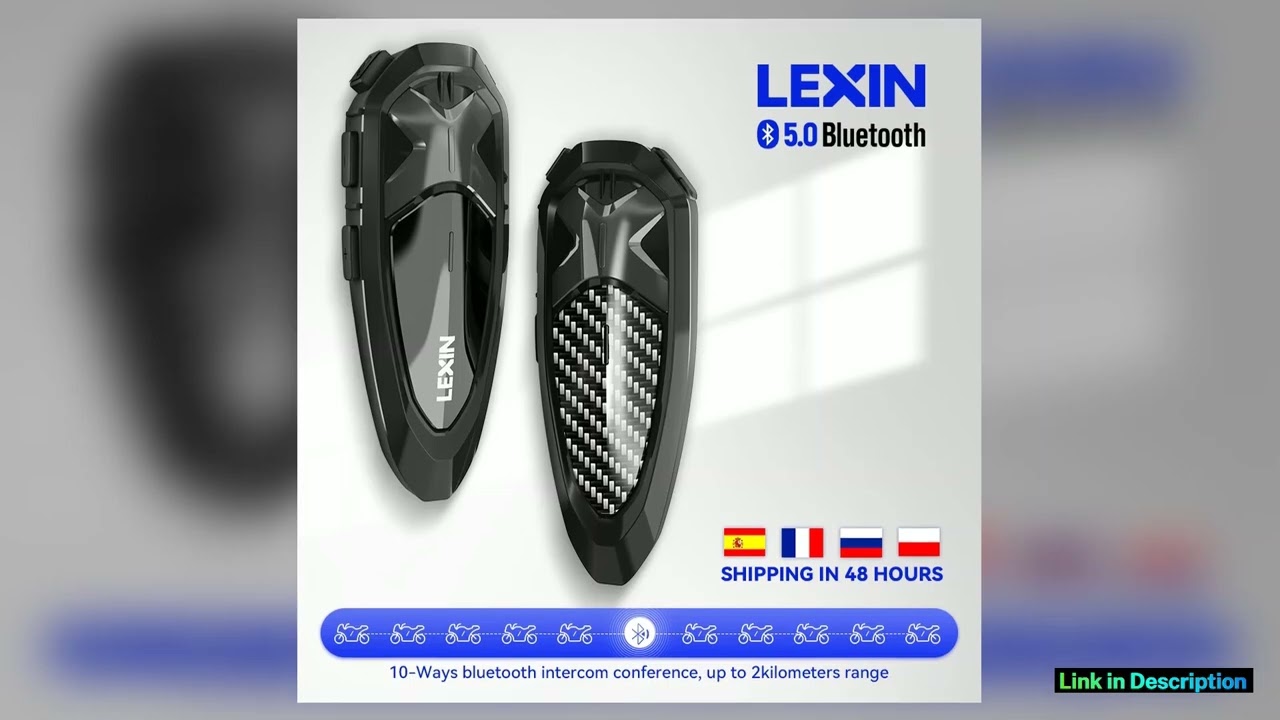 Lexin LXGTX Intercom Motorcycle 2 Casques Bluetooth One Button Pairing Helmet Headsets TalkListen