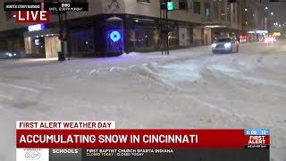 Road conditions in downtown Cincinnati