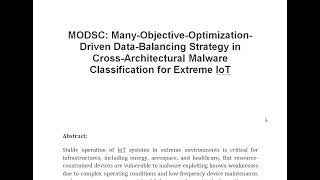MODSC Many Objective Optimization Driven Data Balancing Strategy in Cross Architectural Malware Clas