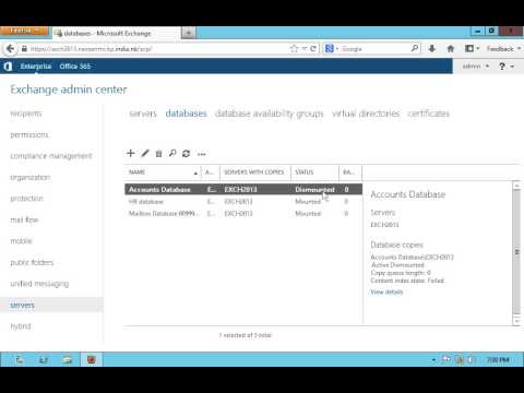 Dismount or Mount Mailbox Database in Exchange Server 2013