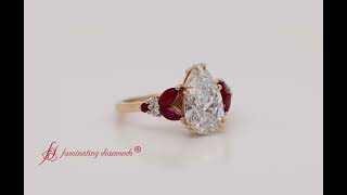 Marquise Accented Ruby Pear Shaped Lab Diamond Ring In Gold- FD9933R- Fascinating Diamonds