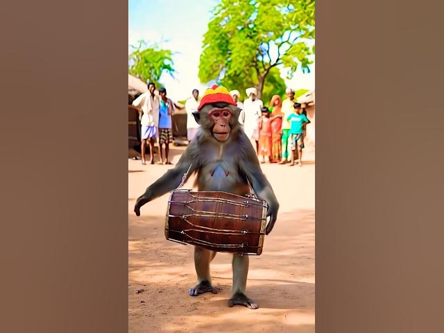 Bandar Dhol baja ta hai 🤣|| monkey funny video 🤣|| #ldcrazy #funny #comedy #trending #monkey #shorts