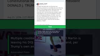 Trump: Ed Martin is leaving to fight legal battles for the 2026 midterms and 202… — TRUE ✅ #Shorts