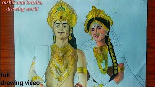 Drawing Ram Sita king and queen of Ayodhya from RadhaKrishna serial.Time-lapse drawing. @ParvathyKapoor