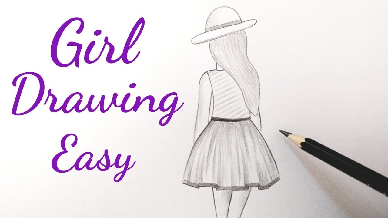 How to draw a girl easy back side Drawing of a girl easy step by step ...