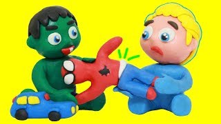 BABY HULK PLAYS WITH BABY ELSA Collection Play Doh Stop Motion  Kids