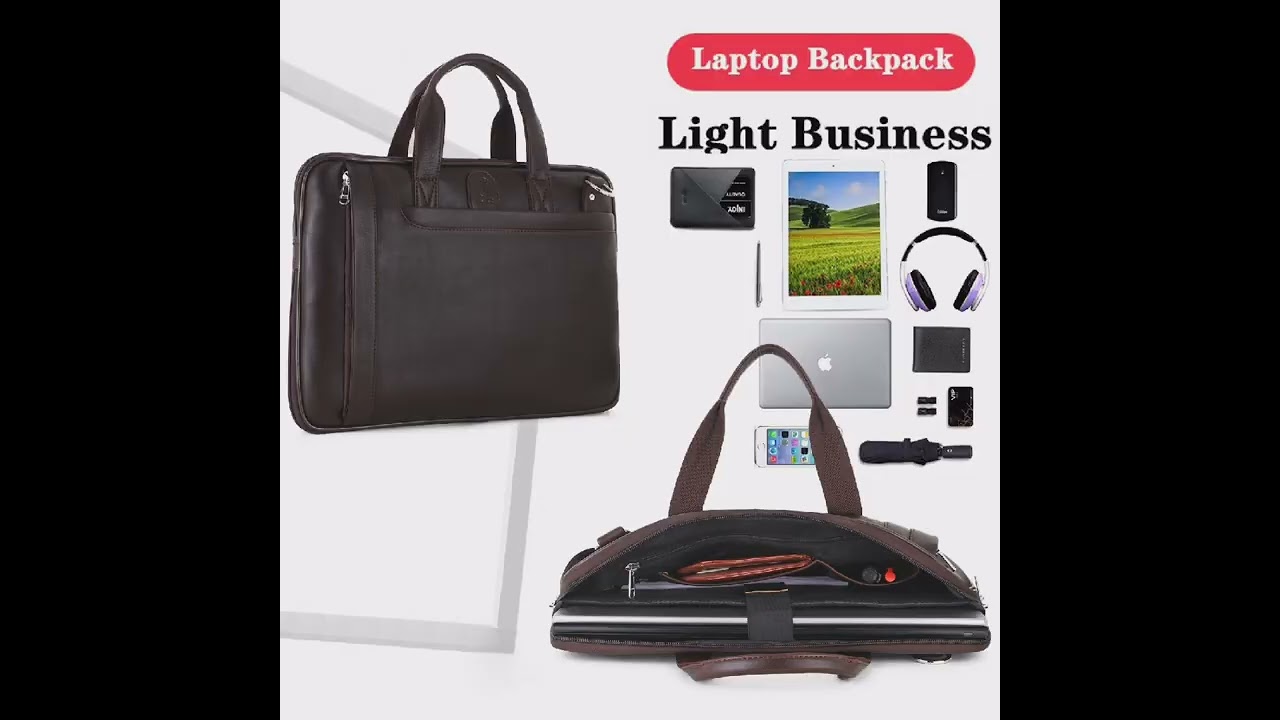 Zoster 14 Inches Slim Vegan Leather Men & Women Unisex Laptop MacBook Shoulder Messenger Office Bag