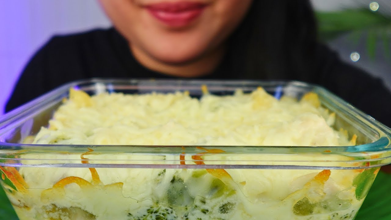 ASMR | BAKED ALFREDO PASTA | Eating sounds No talking