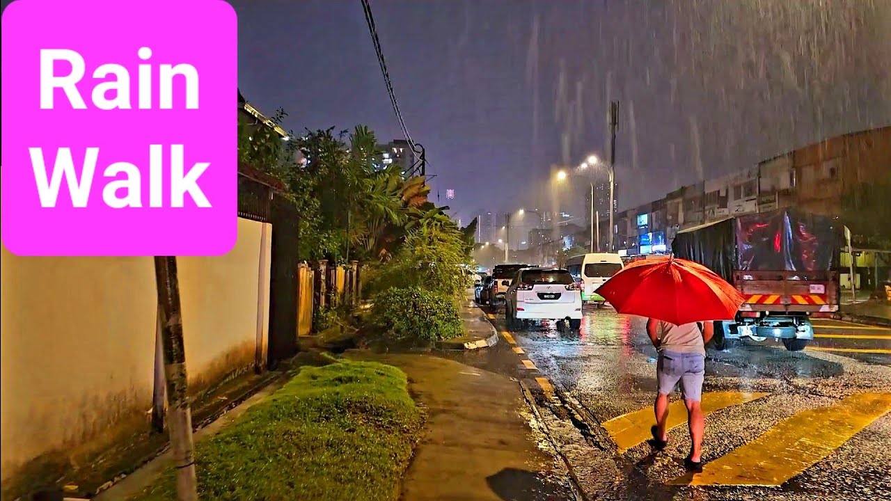 Walking in the Rain (Vid-87) from Taman Bukit Ria in Kuala Lumpur, Malaysia.