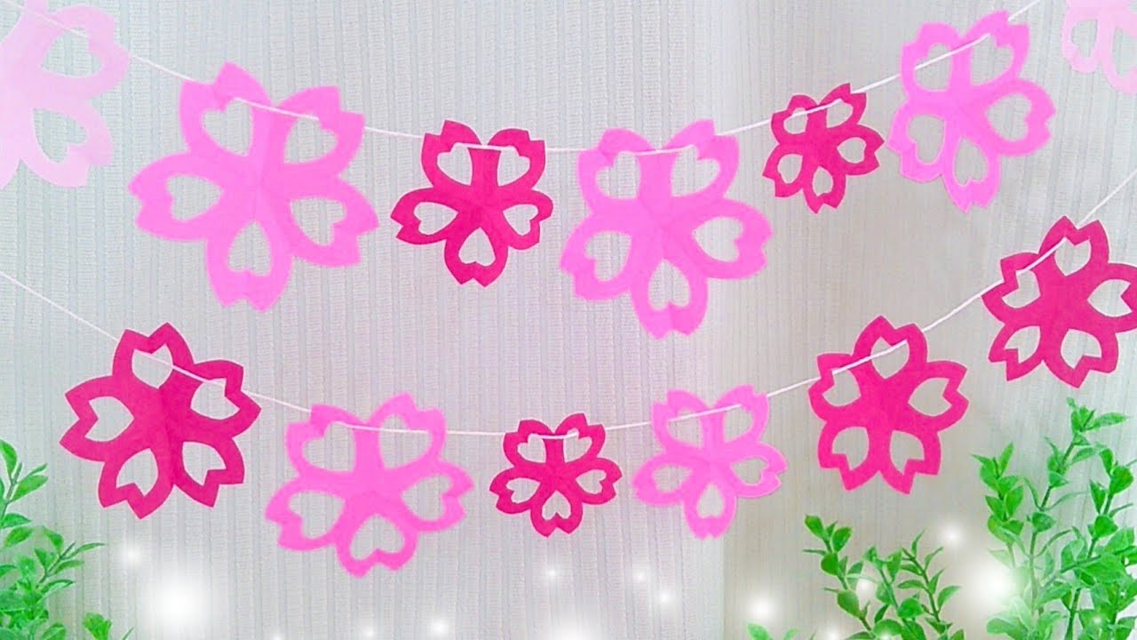 【簡単✨折り紙】桜の作り方🌸吊るし飾り・壁面飾り✨ DIY Paper craft Cherry Blossoms