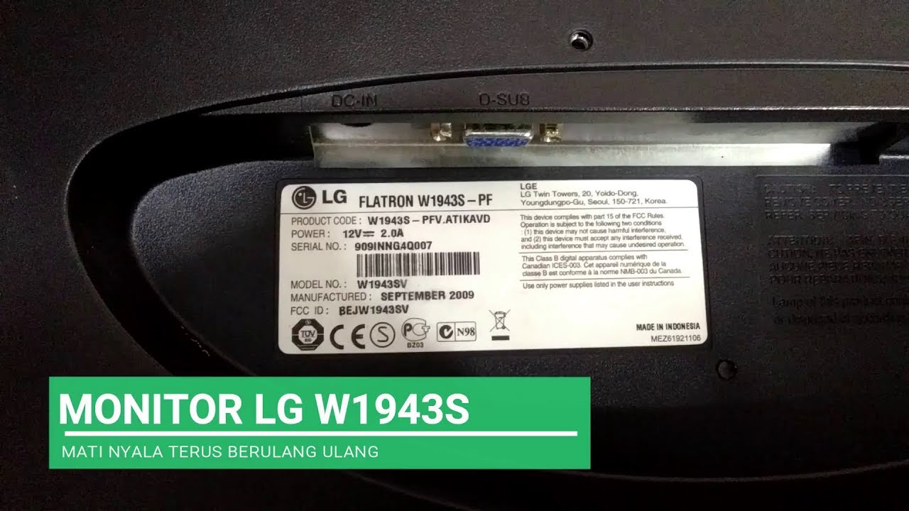 MONITOR LG W1943S MATI NYALA TERUS YouTube