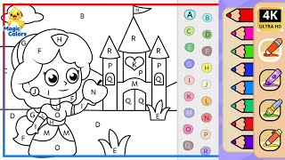 Coloring By Letters Pictures of Beautiful Princesses | Coloring video | Magic Colors