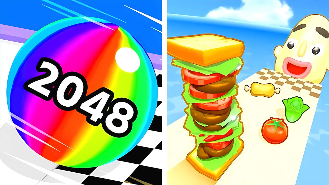 Ball Run 2048 vs Sandwich Runner: Satisfying Level Challenge, Gameplay Walkthrough - 8255