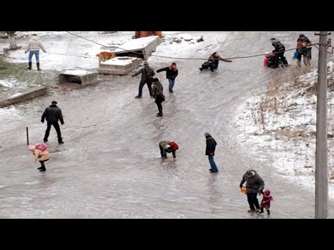 A black blizzard  hit Norilsk! The wind carries people away, Russia