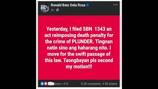 payag ba kayo sa isinusulong na batas death penalty [ sen. Bato ]