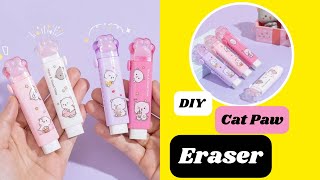 DIY Cat Paw Push Pull Eraser / DIY Eraser Decoration Idea / School Supplies