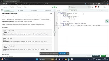 Palindrome SubStrings GfG POTD Java Solution Amazon interview question DSA programming
