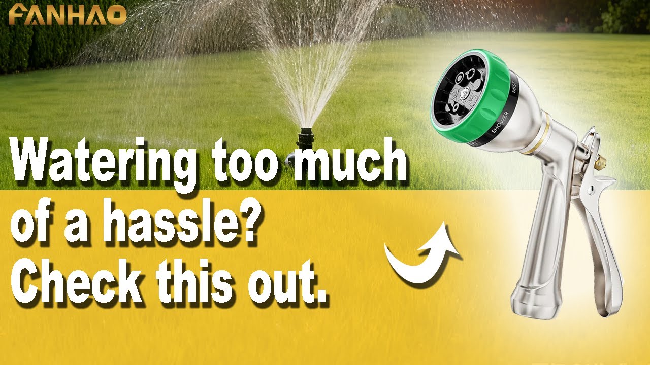 FANHAO Heavy Duty Metal Hose Nozzle - 7-Pattern, Ergonomic Rear Trigger