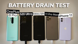 OnePlus 8 Pro Battery Drain Test Vs Samsung S20 Ultra Vs S20 Vs IPhone 11 Pro Max Vs 11 OnePlus 8 Pro Battery Drain Test Vs Samsung S20 Ultra Vs S20 Vs IPhone 11 Pro Max Vs 11
