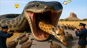 Brave Rescue Team Battles Giant Python  Save Baby Giraffe in the Wild! #animal #wildlife #humanity