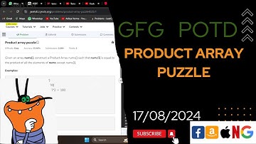 Product array puzzle | gfg potd today | POTD | GFG Problem of the Day | C++ |