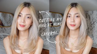 CUTTING MY HAIR AT HOME & HOW I STYLE IT (LAYERS & BLUNT HAIRCUT) ‍♀