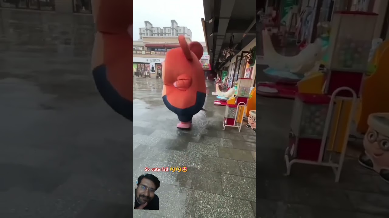 jump mascot full round fall on ground nd stand up humpty dumpty 