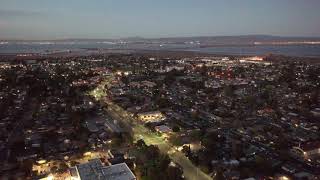 East Palo Alto Drone Circling University Ave at Dusk - Droneshot DJI 0684