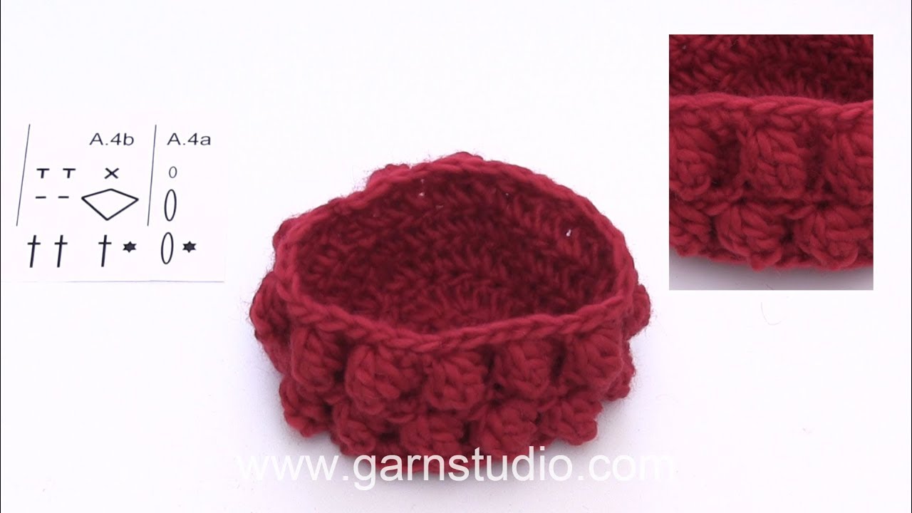 craftstudio How to crochet popcorn pattern in a basket