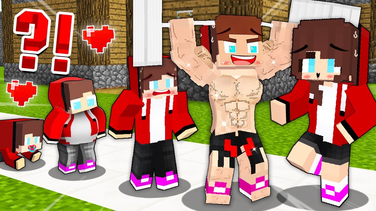 MAIZEN: История жизненного цикла Джей-Джей Фэта и Сильной ДЕВУШКИ! в ДЕРЕВНЕ!? - Minecraft Animat...