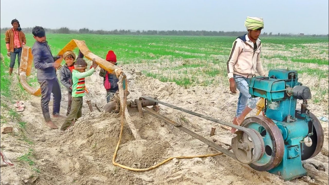 Farming Water irrigation System/Diesel Engine Water Pump Machine Setup l Kisan Ka Indian Water Pump