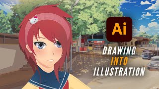 [Complete Tutorial]: How to Design Detailed Anime Characters in Adobe Illustrator | Sketch to Vector