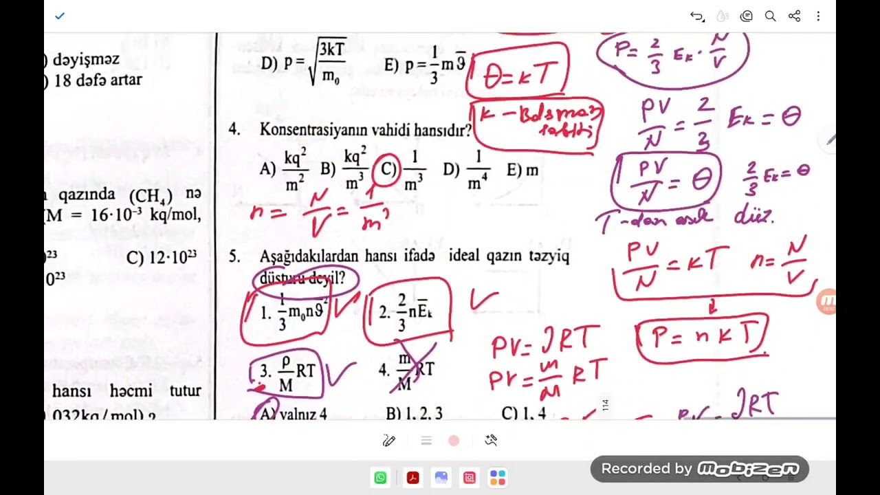 MKN-nin əsasları. MKN-nin əsas tənliyi. Diffuziya. Broun hərəkətiTEST AB