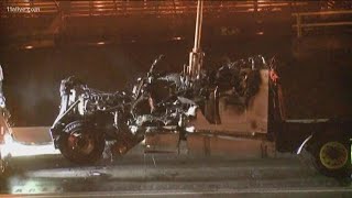 Tractor trailer fire causes I-85 South backup