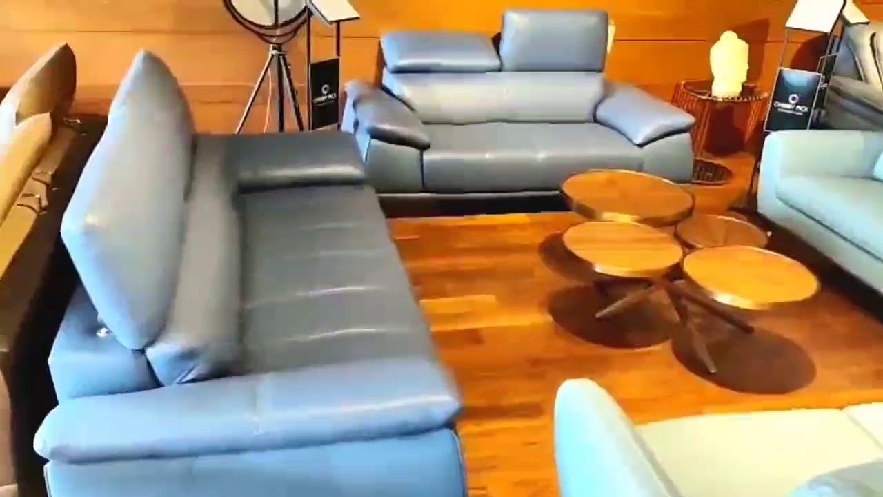 Elegance Redefined Blue Italian Leather Sofa from CherryPick Furniture