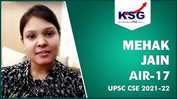 AIR 17 MEHAK JAIN, UPSC CSE 2021-22, KSG INDIA