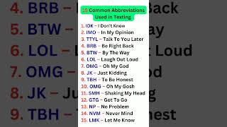 Common Abbreviations Used in Texting #english #vocabulary #grammar
