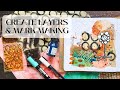 Transparent layers and mark making  abstract art journal page