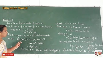 TN NEW Syllabus Class 12 | Theorem 1.3 | Application of Matrices and Determinants | Education World