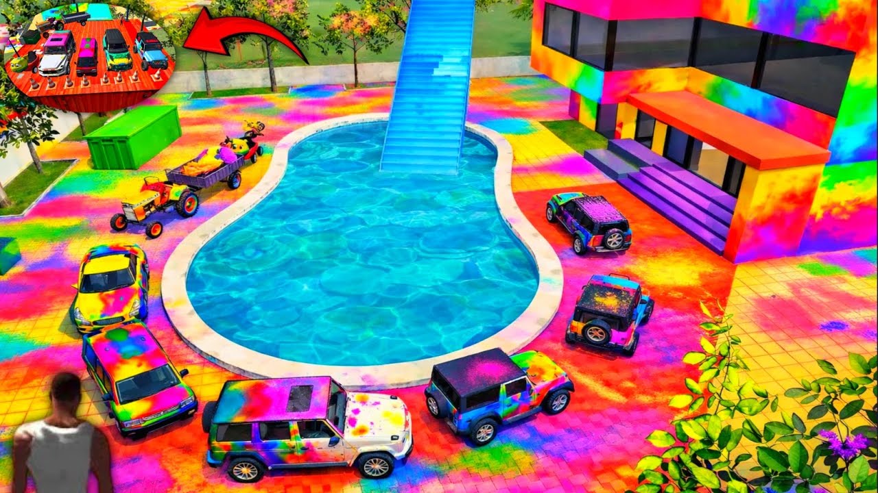 Holi Me In Sabhi Colourful🫟 Gadiyon🚗 Ko Ramp Se Chadane Ka Challenge🤯 ||रंगीन गाड़ियों हैप्पी होली||