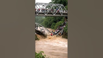 Moment the Bridge Almost Swept Away by Heavy Floods! #viral #shorts