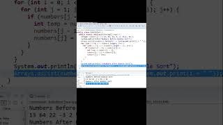 Bubble Sort Java Code Display V7 #shorts