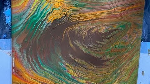 (28) FALL IS COMING. Acrylic dirty pour using Unicorn Spit paint on a 12 x 12 canvas.