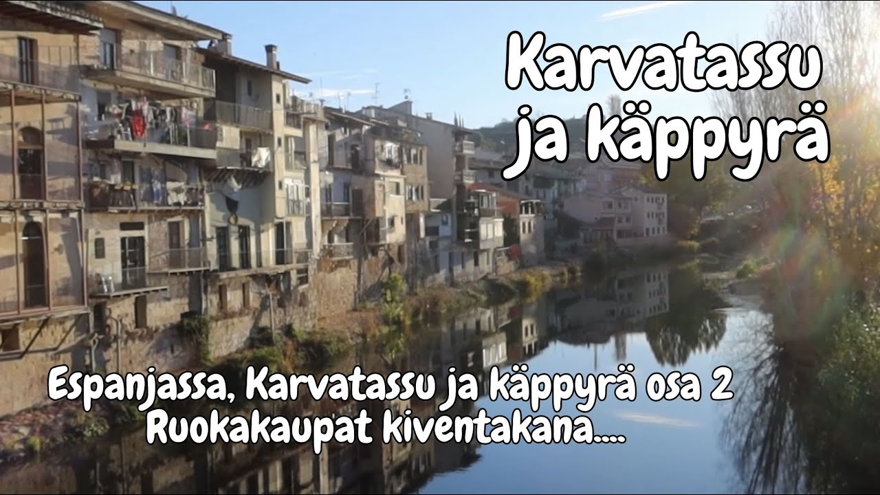 Espanjassa Karvatassu ja käppyrä. Ruokakaupat kiven takana.