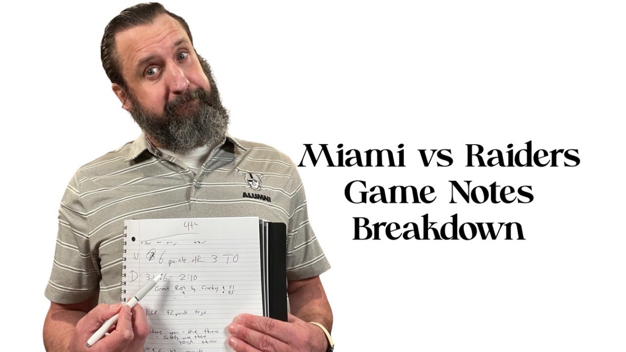 Raiders at Miami game notes breakdown. - YouTube
