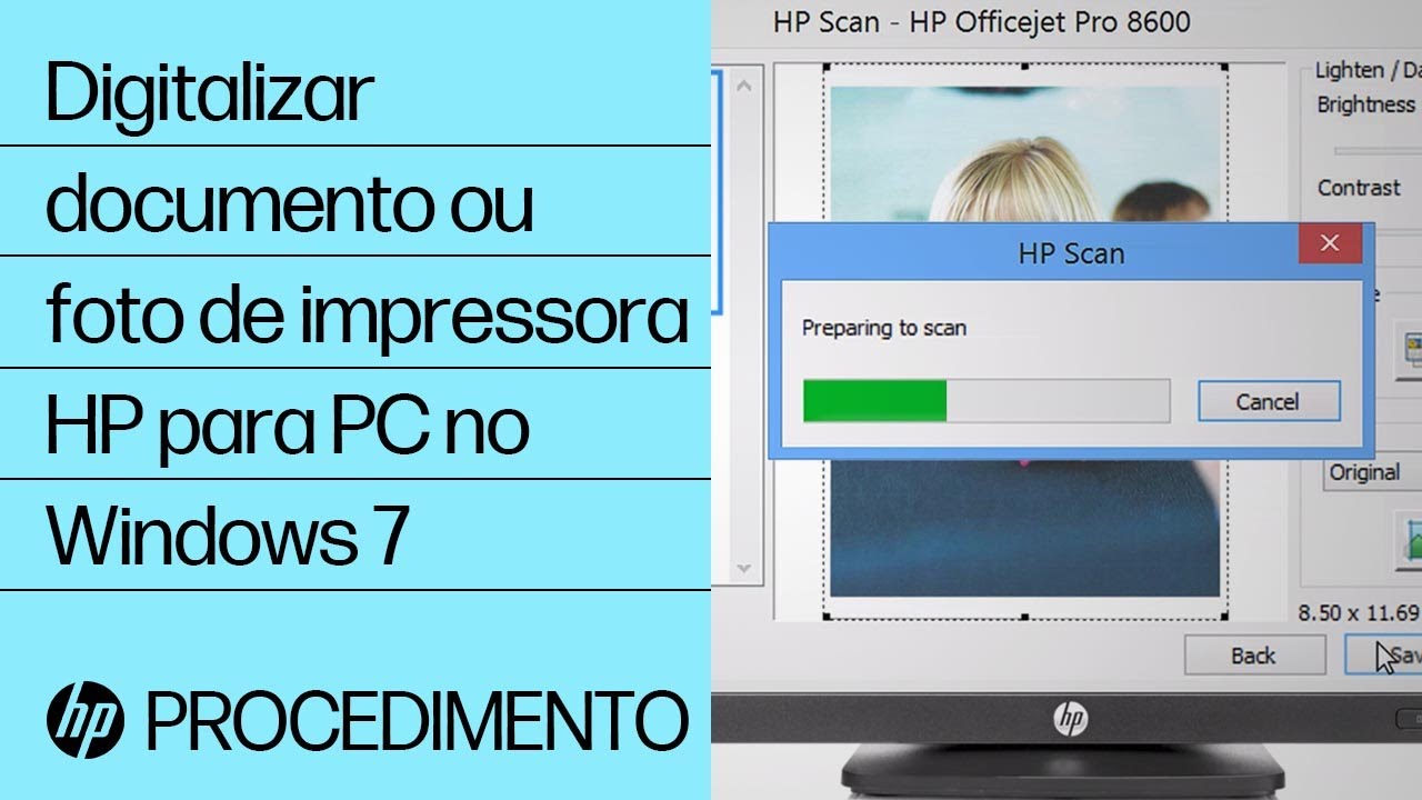 Digitalizar documento ou foto de impressora HP para PC no Windows