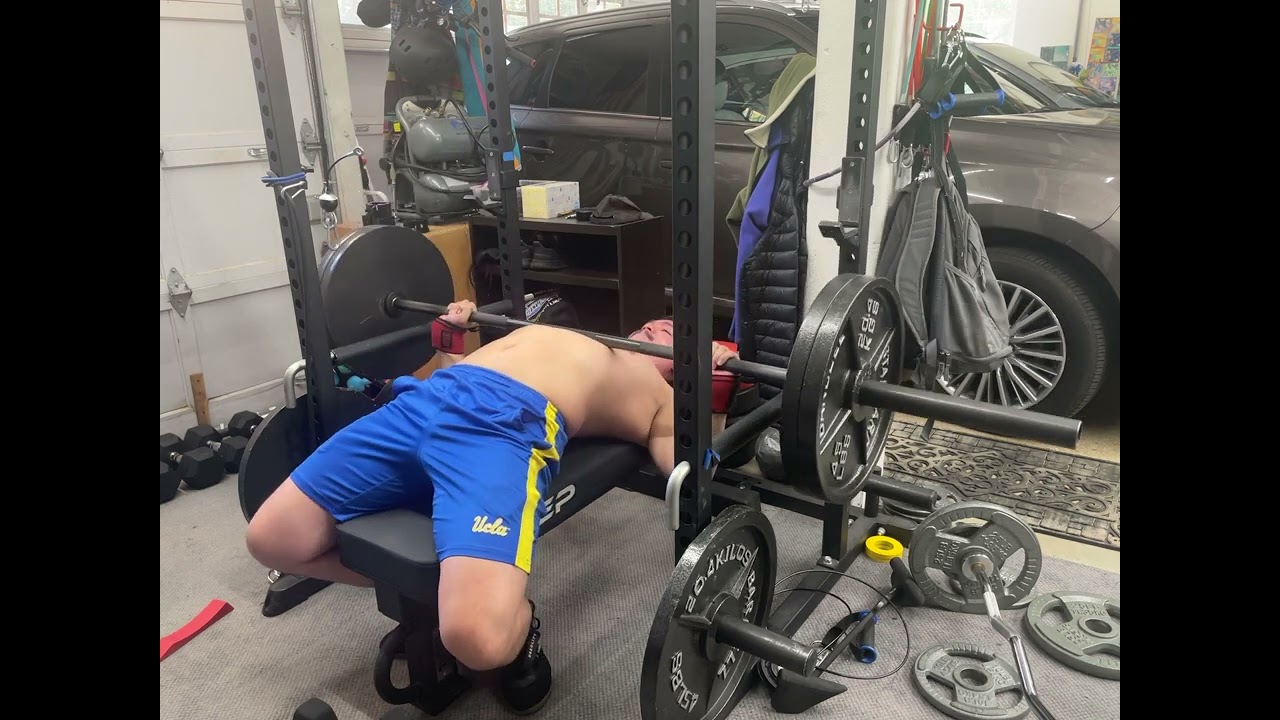 225 lb x5 double pause bench press