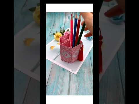 Video Cách làm hộp bút bằng giấy/ đồ dùng học tập/ giấy thủ... - youtube