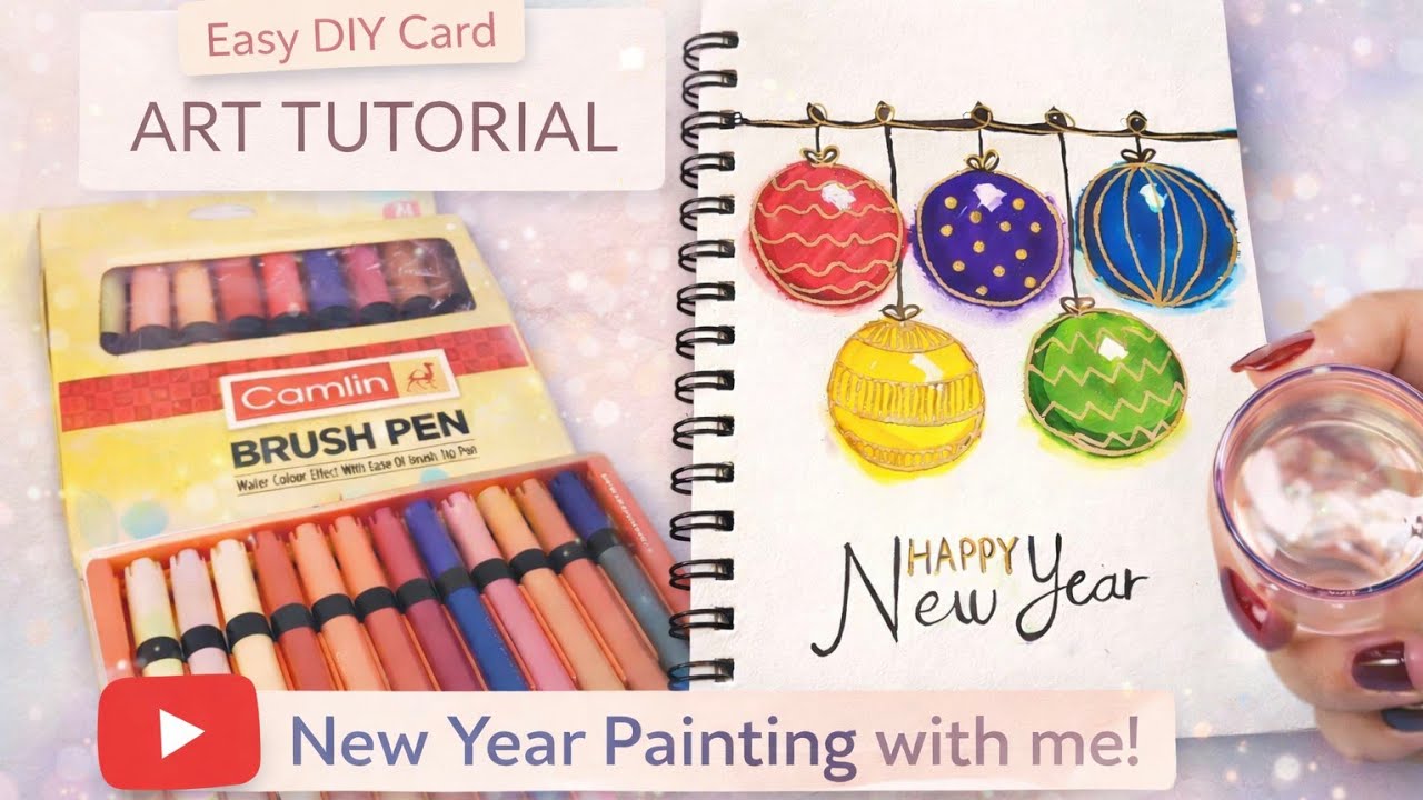 New Year Painting 🎨 | Easy New Year Greeting Card ✨🎉