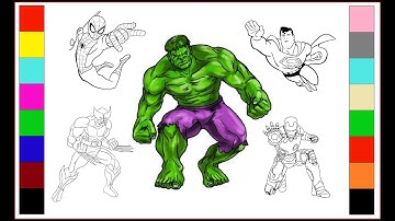 Superman, Batman, Hulk, Super Heroine, Iron Man, COLOR ALL THE SUPER HEROES / Coloring Pages